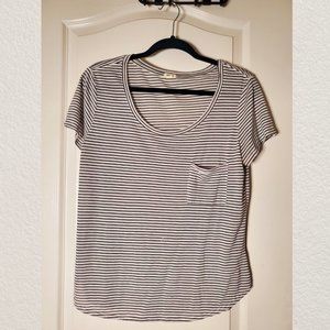 Striped Black and White Garage Tee in Large